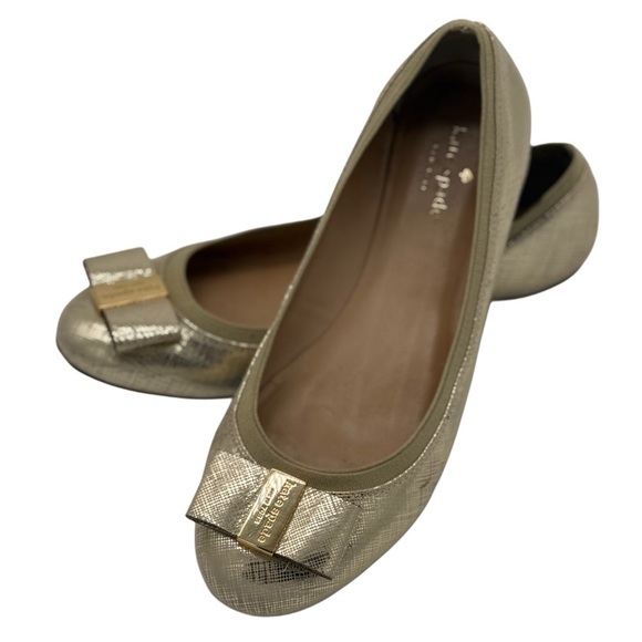 kate spade Shoes - Kate Spade Gold Ballet Flats with Metallic Toe Cap